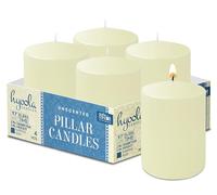 Hyoola - Candele cilindriche bianche, 5,1 x 7,6 cm, inodori, prodotte nell’UE, confezione da 4 pezzi