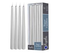 Hyoola Candele Lunghe a Cono 25 cm - Candele Coniche Senza Profumo Antigoccia - Candele Colorate Argento Metallizzato - Candele Lunga Durata 8 ore - Set Candele Affusolate da 12