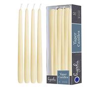 Hyoola Candele Lunghe a Cono 25 cm - Candele Coniche Senza Profumo Antigoccia - Candele Colorate Bianco Lana - Candele Lunga Durata 8 ore - Set Candele Affusolate da 12