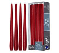 Hyoola Candele Lunghe a Cono 25 cm - Candele Coniche Senza Profumo Antigoccia - Candele Colorate Rosso Ciliegia - Candele Lunga Durata 8 ore - Set Candele Affusolate da 12