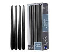 Hyoola Candele Lunghe a Cono 25 cm - Coniche Senza Profumo Antigoccia - Colorate Nero - Lunga Durata 8 Ore - Set Affusolate da 12