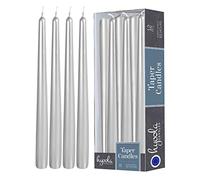 Hyoola Candele Lunghe a Cono 30 cm - Candele Coniche Senza Profumo Antigoccia - Candele Colorate Argento Metallizzato - Candele Lunga Durata 10 ore - Set Candele Affusolate da 12