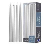 Hyoola Candele Lunghe a Cono 35 cm - Candele Coniche Senza Profumo Antigoccia - Candele Colorate Argento Metallizzato - Candele Lunga Durata 12 ore - Set Candele Affusolate da 12