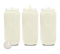 Hyoola Ceri Votivi in Cera Vegetale - Durata 7 Giorni, Pacco da 3-15 Cm - Candele Votive a Colonna in Vasetto per Uso Religioso, Commemorativo, Decorazione di Feste, Veglie ed Emergenze