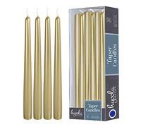 Hyoola Tall Metallic Cream Gold Taper Candles - 12 inch - Dripless - 12 Pack - 10 Hour Burn Time