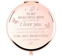 HYOUCHANG Specchio compatto con scritta I Love You Wife, regalo romantico per moglie o anniversario, regalo di compleanno da parte del marito per la festa della mamma, matrimonio, San Valentino o