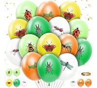 HYOWCHI Set di 50 palloncini usa e getta con stampa di insetti verdi e gialli, in lattice, per compleanni, baby shower, primavera, estate, natura, insetti
