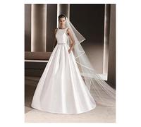 HYPAW 2 Strati 3 Metri Velo da Sposa da Donna Lungo Bordo in Raso Accessori da Sposa in Tulle Bianco Avorio Accessori per Capelli da Sposa (Color : Ivory, Size : 300cm)