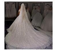 HYPAW Velo da Sposa cattedrale Veli da Sposa Morbido Velo da Sposa a Un Livello con Pettine Glitters Accessori da Sposa Accessori per Capelli da Sposa (Color : White, Size : 300cm)