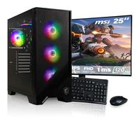 HYPER BYTE® - Gaming PC - Set completo con AMD Ryzen 7 5700G fino 4,6 GHz | 16GB DDR4 | 1TB SSD | Watercooling | Monitor 25 pollici | mouse & tastiera | QWERTY| Win11 Pro | Computer fisso per gamer