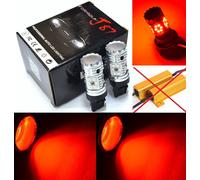 Hyper Flash Senza Luce LED W21W Rosso Due Lampadina Retro Giro Signal Ricambio