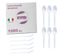 HYPER form -1000 Cucchiaini in Plastica Bianchi, Riutilizzabili e Robusti per Aperitivo e Dessert. Per compleanni Feste e Party.