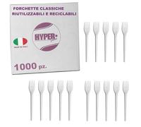 HYPER form - 1000 Forchette Riciclabili e Riutilizzabili, Lavabili in Lavastoviglie.Lunghezza 16,5 cm di Colore Bianco, ideali per dolci, dessert, pasta, frutta.