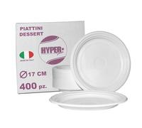 Hyper Form - 400 Piatti Dessert di Plastica Riutilizzabile Rigida, Lavabili 20 Cicli in Lavastoviglie