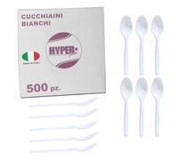 HYPER form -500 Cucchiaini in Plastica Bianchi, Riutilizzabili e Robusti per Aperitivo e Dessert. Per compleanni Feste e Party.