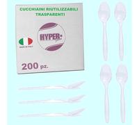 Hyper Form Cucchiaini da Dessert Trasparenti Riutilizzabili, Made in Italy (200)