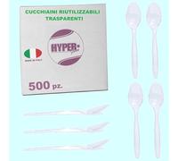 Hyper Form Cucchiaini da Dessert Trasparenti Riutilizzabili, Made in Italy (500)