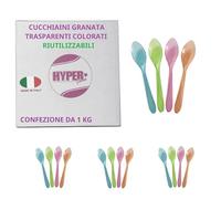 HYPER form Cucchiaini Riutilizzabili da Granita e Gelati, Trasparenti Colorati da 14,5 cm cf. da 1 KG