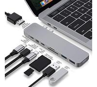 HyperDrive Hub USB C 8-in-2 Sanho Type C MacBook Pro Hub con HDMI Mini Displayport Thunderbolt 3 Power Delivery Lettore di schede SD/Micro SD Tipo C Adattatore per MacBook Pro 2020 2019 Grigio