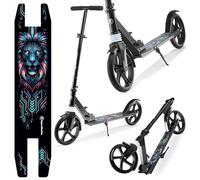 HyperMotion CITY SWIFT Monopattino Adulti con Ammortizzatore - Design Leone Digitale, Ruote 200mm, Manubrio Regolabile 85-95cm - Monopattino Adulto Pieghevole, Portata 100kg