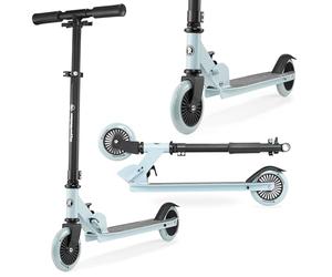 HyperMotion Monopattino Bambini 3-8 Anni, Modello WILLY a 2 Ruote, Manubrio Regolabile e Pieghevole, Pedana Antiscivolo, Ruote in Gomma, Portata 40 kg, Nero/Blu