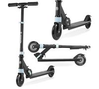 HyperMotion Monopattino Bambini Pieghevole, Modello Wally a Spinta con Ammortizzatore Anteriore, Manubrio Regolabile e Ruote 125 mm, Monopattino 2 Ruote per Bambini 4+ Anni, Nero e Blu