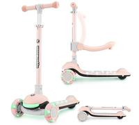 HyperMotion Monopattino Bambino 2 Anni LUMI 3-in-1 con Luci LED - Monopattino Bambina Trasformabile con Sedile Regolabile 30-35cm, Manubrio T-bar 66-93cm, Pieghevole, Ruote PU Luminose