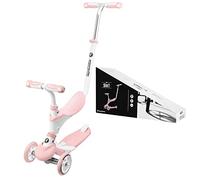 HyperMotion Monopattino Evolutivo 5 in 1 per Bambini 2-5 Anni - Bici Senza Pedali e Triciclo con Sedile e Manubrio Regolabili 69-90cm - Ruote in Gomma Silenziose per Casa - Rosa