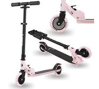 HyperMotion Monopattino Willy pieghevole per bambini 3-8 anni, manubrio regolabile in altezza, ruote in gomma, piattaforma antiscivolo, carico fino a 40 kg, nero/rosa