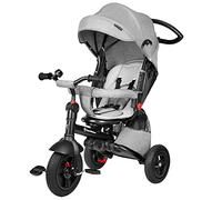 HyperMotion Passeggino Triciclo Evolutivo per Bambini 12 Mesi - 5 Anni, Bicicletta con Sedile Girevole e Ruote Gonfiabili, Portata 25 kg, Pieghevole con Parapioggia, Ideale per Parco e Giardino - Grey
