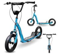 HyperMotion RUBY 12.2 Monopattino per bambini con pneumatici da 12", blu | Manubrio regolabile, doppio freno, tavola antiscivolo, età 5 anni