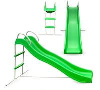 HyperMotion Scivolo per Bambini 3+, Grande Scivolo da Giardino con Scala, Lunghezza 185 cm, Portata Max 45 kg, Indipendente per Esterno, Verde