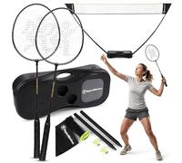 HyperMotion Set Badminton Completo e Rete Badminton da Esterno Pieghevole con Racchetta Volano Gioco all’Aperto Adulto Bambino 10 Anni Valigia Base Autoportante Montaggio Rapido 30s Acciaio 280cm