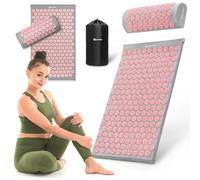 Hypermotion - Set Tappetino per Agopressione con Cuscino - Tappeto Agopuntura e Massaggiatore Schiena e Collo per Cervicale, Sciatica e Relax - Materassino Svedese con Fiori di Loto e Borsa