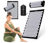 Hypermotion - Set Tappetino per Agopressione con Cuscino - Tappeto Agopuntura e Massaggiatore Schiena e Collo per Cervicale, Sciatica e Relax - Materassino Svedese con Fiori di Loto e Borsa