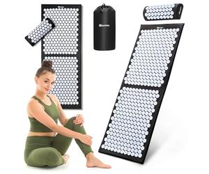 HyperMotion Tappetino Agopressione XL 130cm con Cuscino - Set 3 in 1 Tappeto Chiodato Extra Lungo per Massaggio Completo Schiena, Gambe e Collo - 17.388 Punti per Cervicale, Sciatica e Relax - Borsa