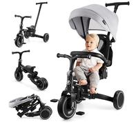 HyperMotion Triciclo Evolutivo 8 in 1 - Triciclo Passeggino Reclinabile e Pieghevole con Seduta Girevole 360° - con Cappottina, Maniglione e Cintura - per Bambini 1-5 Anni