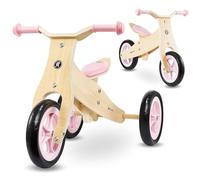 HyperMotion Triciclo in Legno 2 in 1 Percy per Bambini 18+ Mesi | Bicicletta Regolabile per Ragazzi e Ragazze dai 2 Anni - Colore Rosa