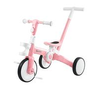 HyperMotion Triciclo Passeggino 5 in 1 per Bambini 18 Mesi-4 Anni - Bici Senza Pedali con Maniglione Regolabile, Pieghevole e Trasformabile da Triciclo a Mini Bicicletta - Rosa