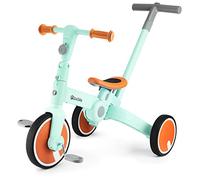 HyperMotion Triciclo Passeggino 5 in 1 Per Bambini 18 Mesi-4 Anni - Bici Senza Pedali Con Maniglione Regolabile, Pieghevole E Trasformabile Da Triciclo a Mini Bicicletta, Menta