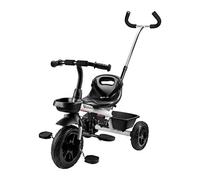 HyperMotion Triciclo Tobi Vector per Bambini - Maniglia di Controllo, Cinture di Sicurezza, Sella Comoda, Ruote Larghe, Prima Bicicletta, Grigio
