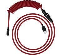 HyperX Cavo a spirale flessibile, Collegamento USB-A/USB-C, Connettore aviator a 5 terminali a sgancio rapido, Collegamento per tastiera, Design a doppia guaina telata resistente, Rosso/Nero