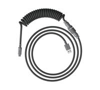 HyperX Cavo a spirale flessibile, Collegamento USB-A/USB-C, Connettore aviator a 5 terminali a sgancio rapido, Collegamento per tastiera, Design a doppia guaina telata resistente, Grigio