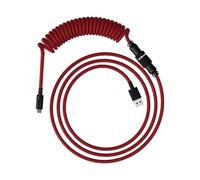 HyperX Cavo a spirale flessibile, Collegamento USB-A/USB-C, Connettore aviator a 5 terminali a sgancio rapido, Collegamento per tastiera, Design a doppia guaina telata resistente, Rosso/Nero