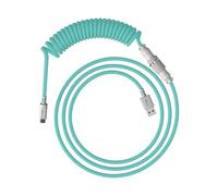 HyperX Cavo a spirale flessibile, Collegamento USB-A/USB-C, Connettore aviator a 5 terminali a sgancio rapido, Collegamento per tastiera, Design a doppia guaina telata resistente, Verde/Bianco