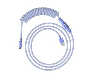HyperX Cavo a spirale flessibile, Collegamento USB-A/USB-C, Connettore aviator a 5 terminali a sgancio rapido, Collegamento per tastiera, Design a doppia guaina telata resistente, Viola chiaro