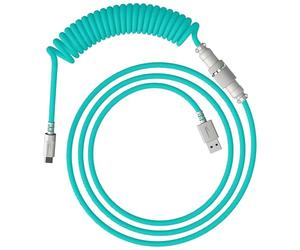 HyperX Cavo a spirale flessibile, Collegamento USB-A/USB-C, Connettore aviator a 5 terminali a sgancio rapido, Collegamento per tastiera, Design a doppia guaina telata resistente, Verde/Bianco