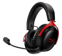 HyperX Cloud III Wireless, Cuffie da Gaming Senza Filo, Connessione 2,4 GHz, Telaio Alluminio, Cuscinetti in Memory Foam Rivestiti in Similpelle, Comandi Integrati, Durata fino a 120 Ore, Nero/Rosso