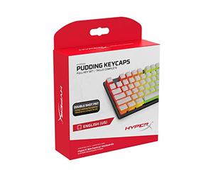 HyperX Pudding Copri tasti, Set Completo di Tasti Semitrasparenti, Realizzati in PBT, Resistenti a Usura, Attrito e Solventi, Font HyperX, Strumento Rimozione Copritasti, Layout Inglese, Bianco