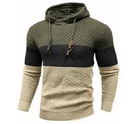 HYPESTFIT Felpa con cappuccio da uomo a maniche lunghe, con cappuccio e blocco di colori, Verde Nero Cachi, L